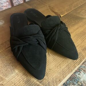 Jcrew Factory Black Suede Mules with Bow Size 9